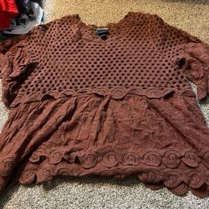 Daytrip Brown Textured Women's Blouse